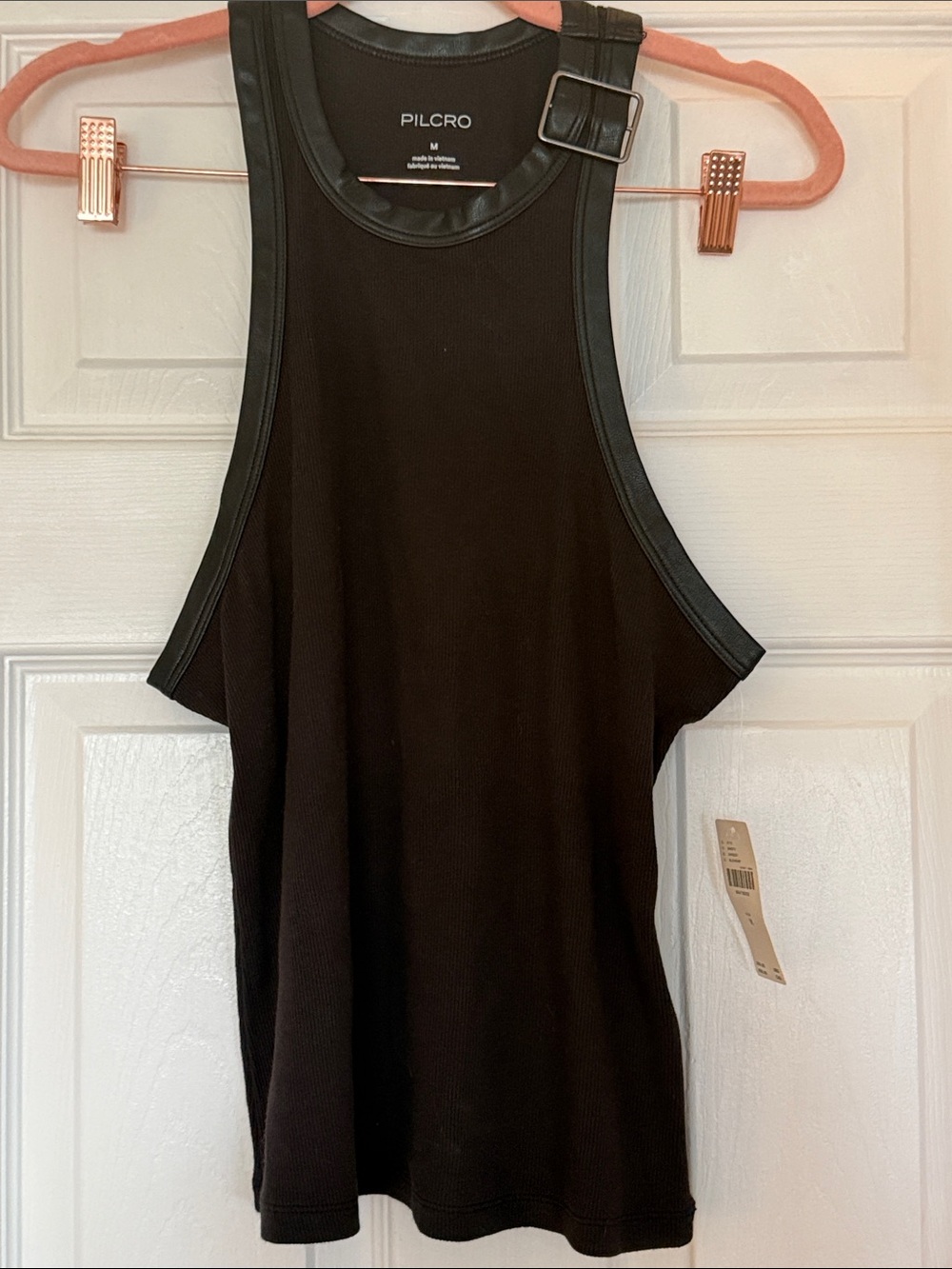 Pilcro by Anthropologie Women’s  Tank Top with Faux-Leather Trim
